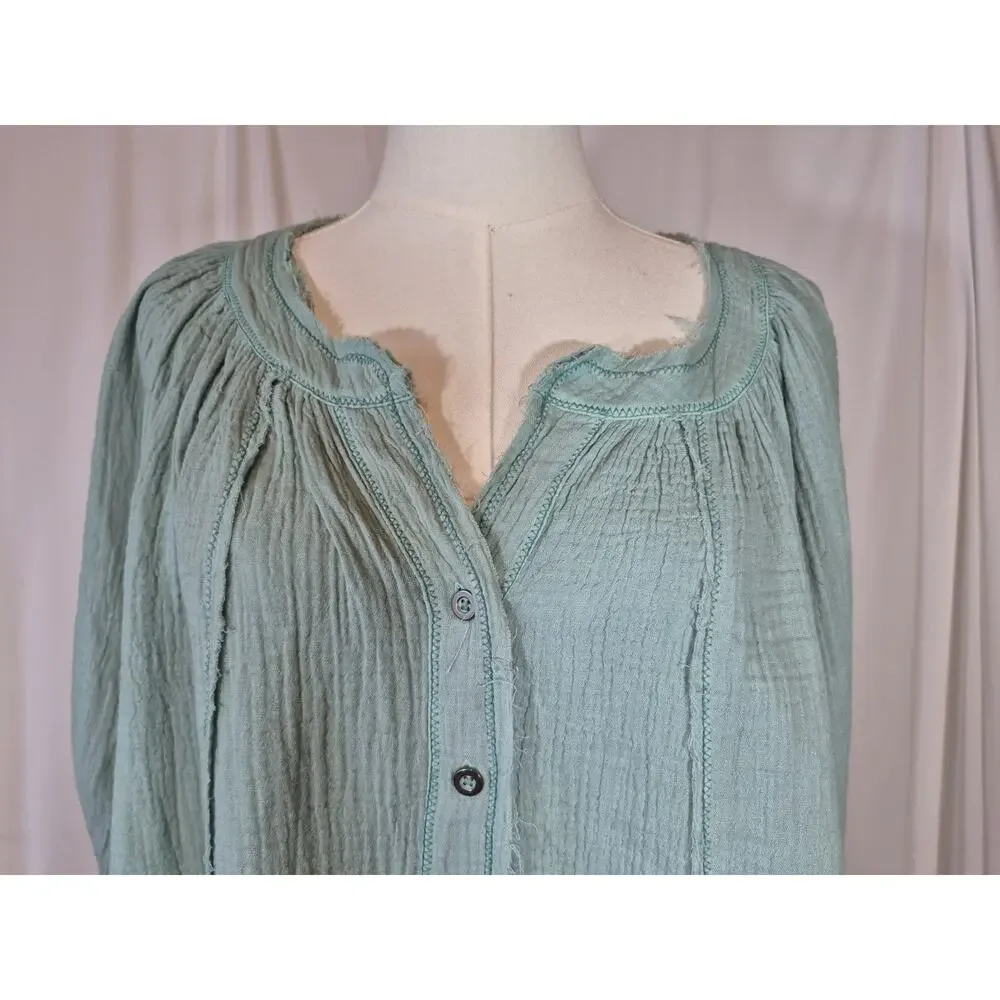 Free People We The Free Lucy Solid Aqua Cotton Swing Top New Small - Picture 4 of 13